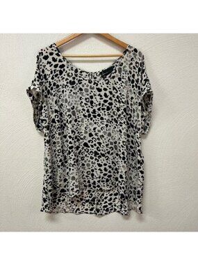 Lane Bryant Black & White Loose Flowing Chetah Animal Print Top Sz 18/20